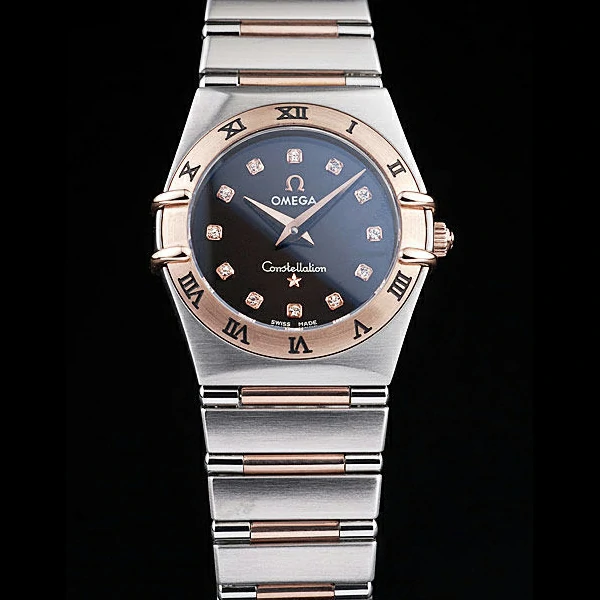 Omega Constellation Jewelry Rose Gold Case Black Dial new58137