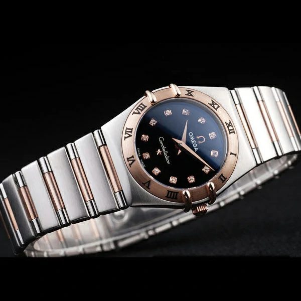 Omega Constellation Jewelry Rose Gold Case Black Dial new58137