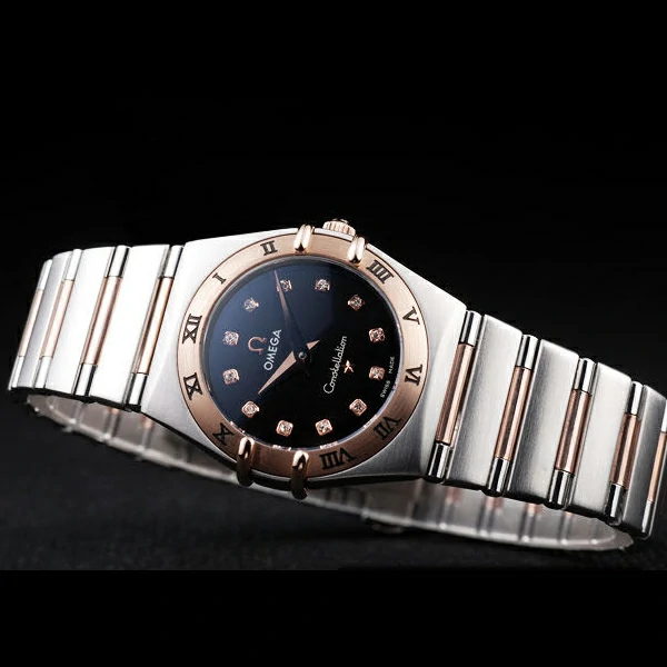 Omega Constellation Jewelry Rose Gold Case Black Dial new58137