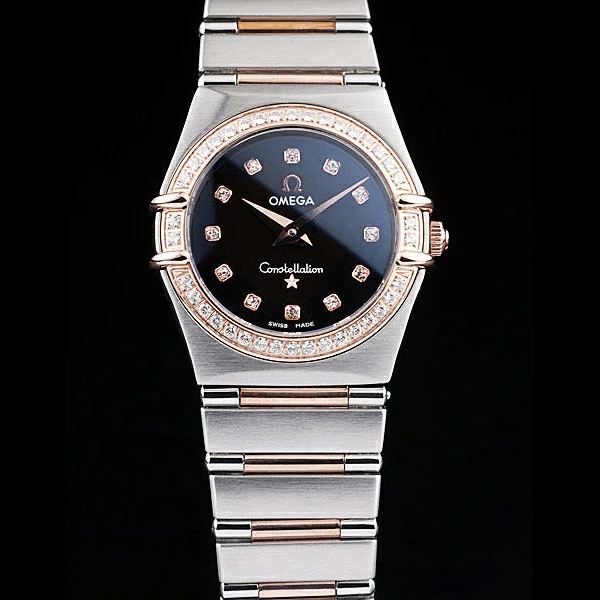 Omega Constellation Jewelry Diamond Case Black Dial new58138