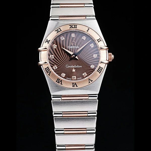 Omega Constellation Jewelry Rose Gold Case Radial Emblem Brown Dial new58139