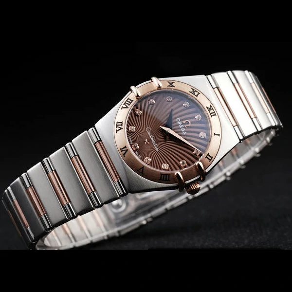 Omega Constellation Jewelry Rose Gold Case Radial Emblem Brown Dial new58139