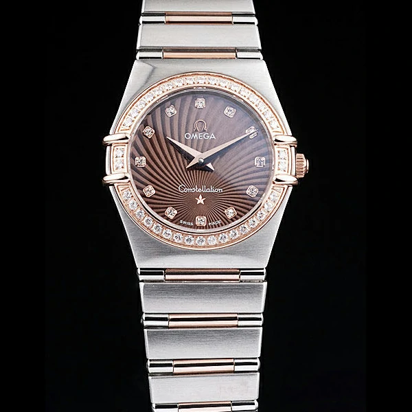 Omega Constellation Jewelry Diamond Case Radial Emblem Brown Dial new58140