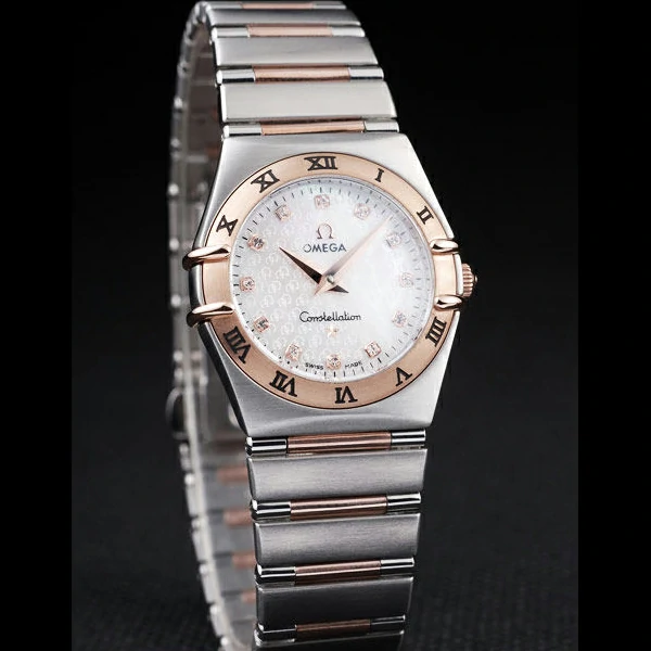 Omega Constellation Jewelry Rose Gold Case Omega Emblem White Dial new58141