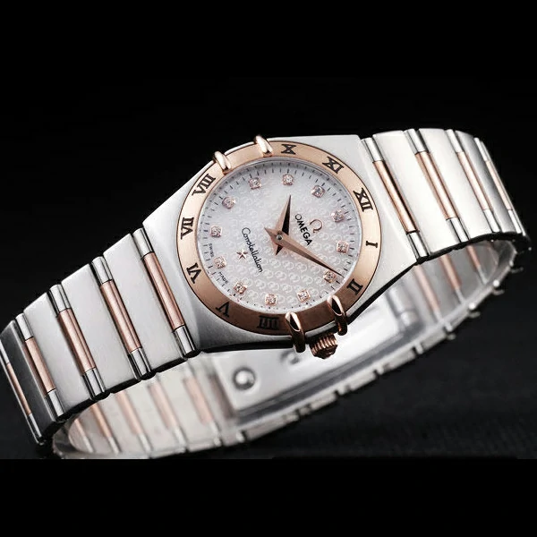 Omega Constellation Jewelry Rose Gold Case Omega Emblem White Dial new58141