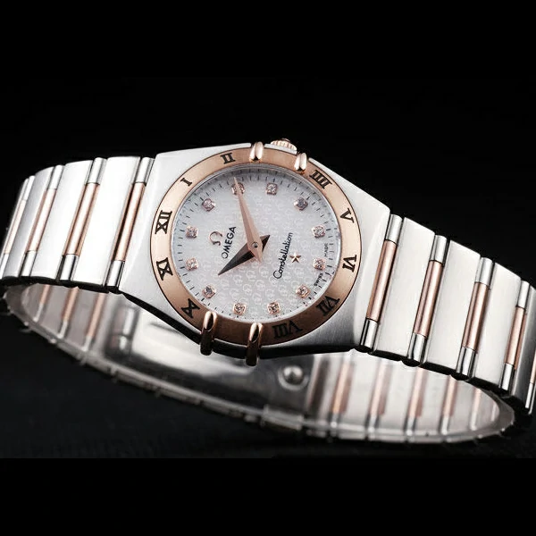 Omega Constellation Jewelry Rose Gold Case Omega Emblem White Dial new58141