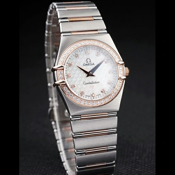 Omega Constellation Jewelry Diamond Case Omega Emblem White Dial new58142