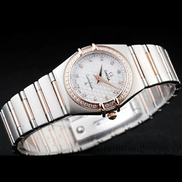 Omega Constellation Jewelry Diamond Case Omega Emblem White Dial new58142