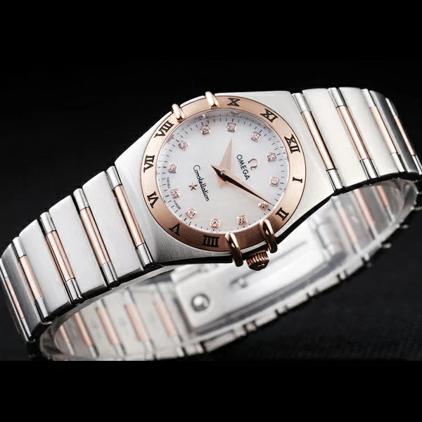 Omega Constellation Jewelry Rose Gold Case White Dial new58143