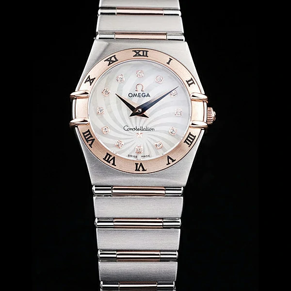 Omega Constellation Jewelry Rose Gold Case Radial Emblem White Dial new58146
