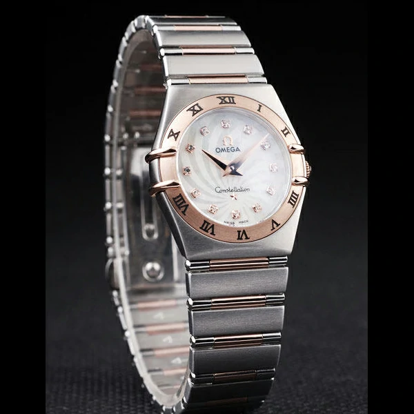Omega Constellation Jewelry Rose Gold Case Radial Emblem White Dial new58146