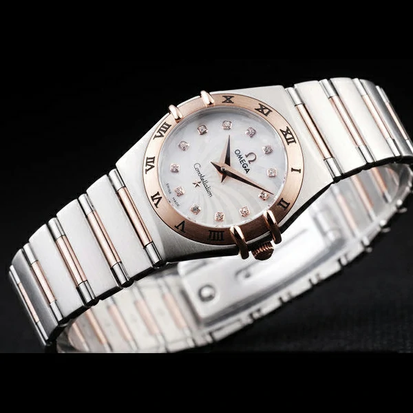 Omega Constellation Jewelry Rose Gold Case Radial Emblem White Dial new58146