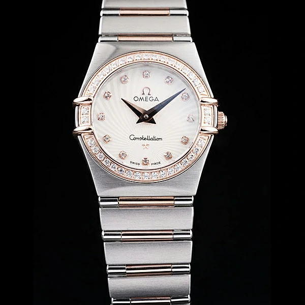 Omega Constellation Jewelry Diamond Case Small Radial Emblem White Dial new58147