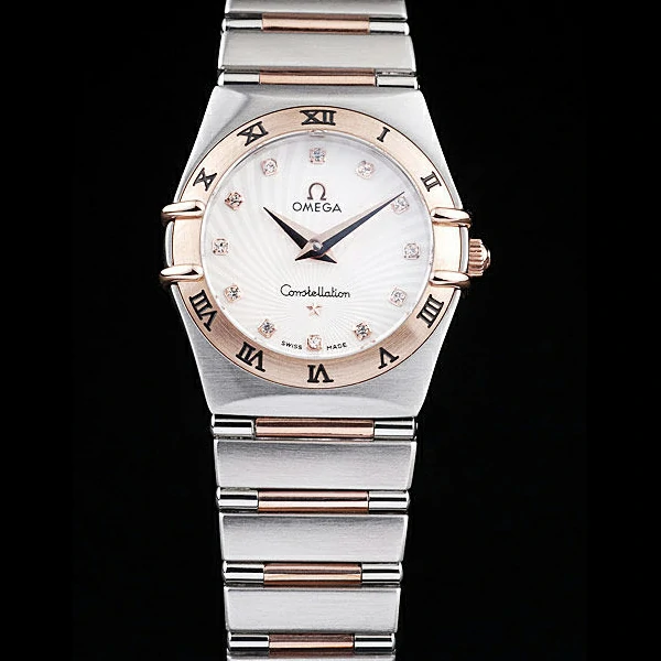 Omega Constellation Jewelry Rose Gold Case Small Radial Emblem White Dial new58148