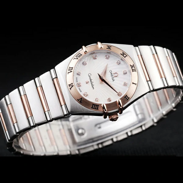 Omega Constellation Jewelry Rose Gold Case Small Radial Emblem White Dial new58148