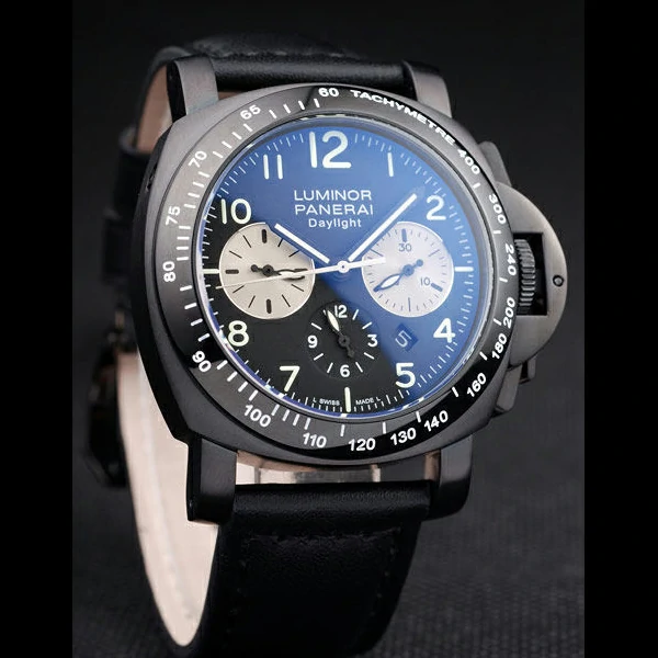 Panerai Luminor Black Ionized Stainless Steel Case Black Dial Black Leather Strap new58164