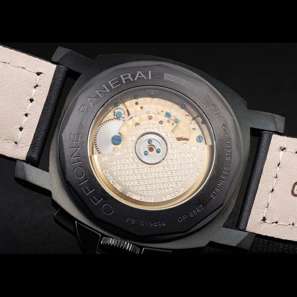 Panerai Luminor Black Ionized Stainless Steel Case Black Dial Black Leather Strap new58164