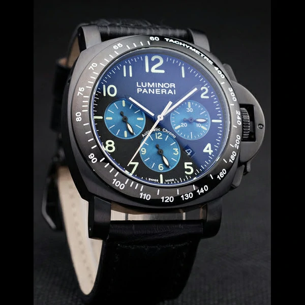 Panerai Luminor Black Ionized Stainless Steel Case Black Dial Black Leather Strap new58166