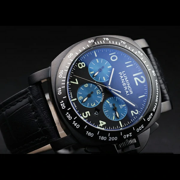 Panerai Luminor Black Ionized Stainless Steel Case Black Dial Black Leather Strap new58166