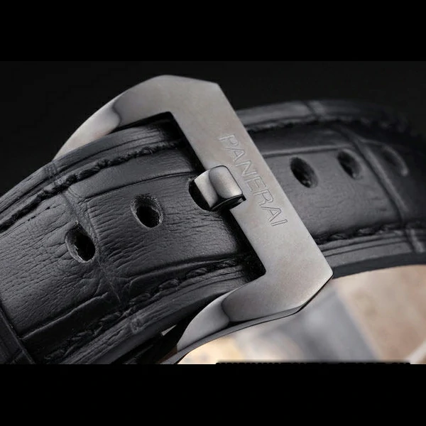 Panerai Luminor Black Ionized Stainless Steel Case Black Dial Black Leather Strap new58166