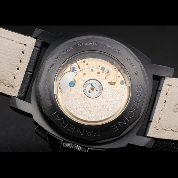 Panerai Luminor Black Ionized Stainless Steel Case Black Dial Black Leather Strap new58166