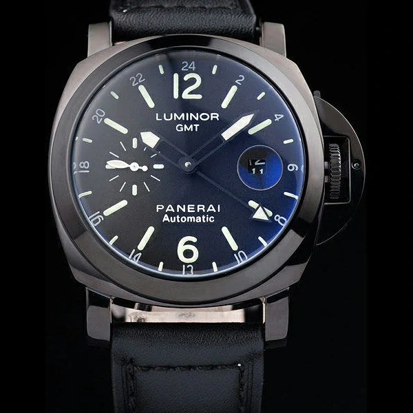 Panerai Luminor Black Ionized Stainless Steel Case Black Dial Black Leather Strap new58167