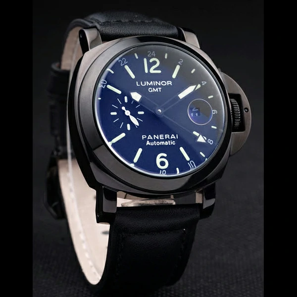 Panerai Luminor Black Ionized Stainless Steel Case Black Dial Black Leather Strap new58167