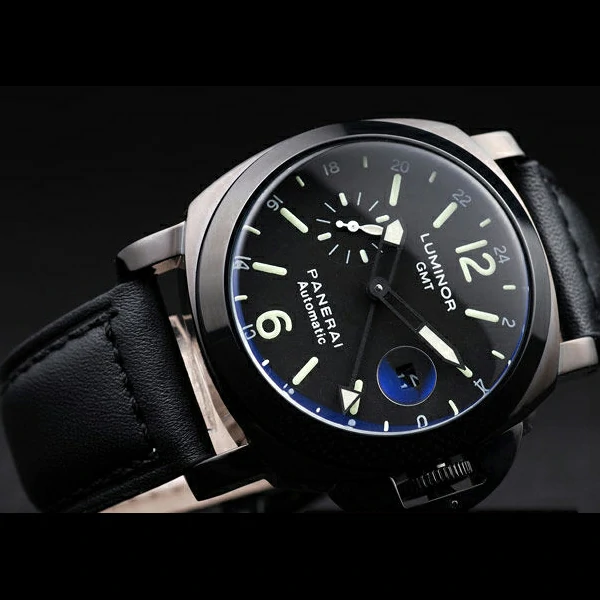 Panerai Luminor Black Ionized Stainless Steel Case Black Dial Black Leather Strap new58167