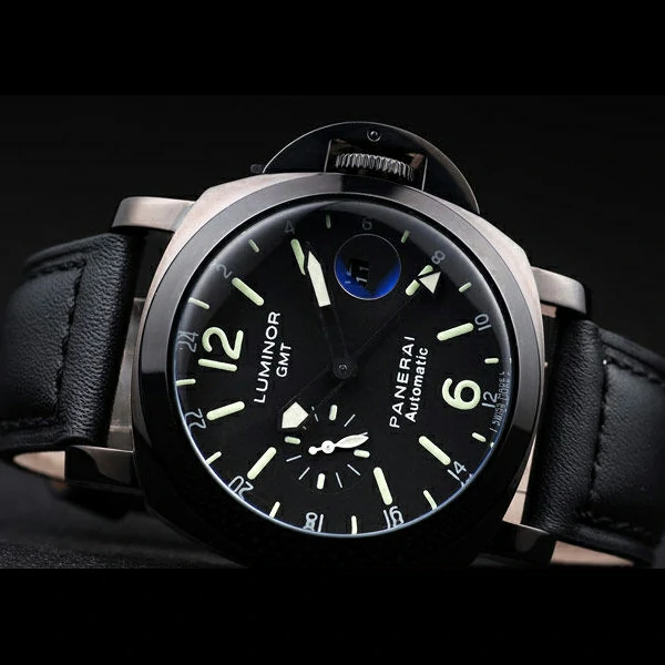 Panerai Luminor Black Ionized Stainless Steel Case Black Dial Black Leather Strap new58167