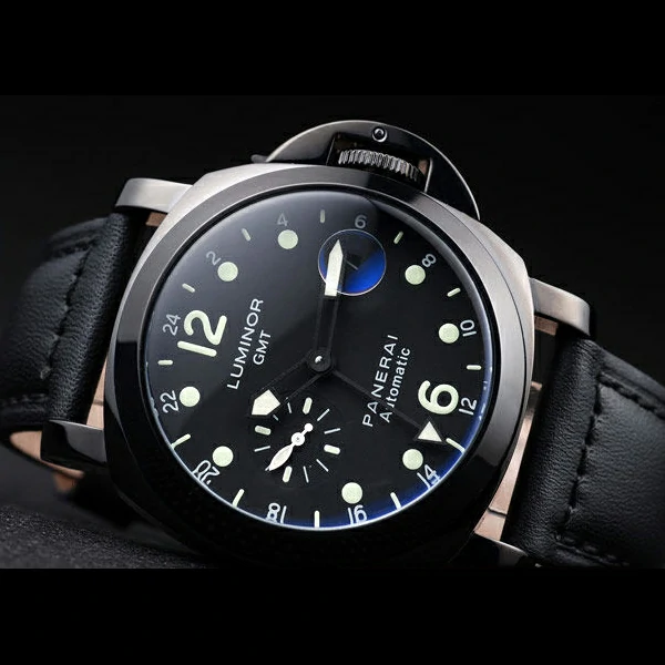 Panerai Luminor Black Ionized Stainless Steel Case Black Dial Black Leather Strap new58168