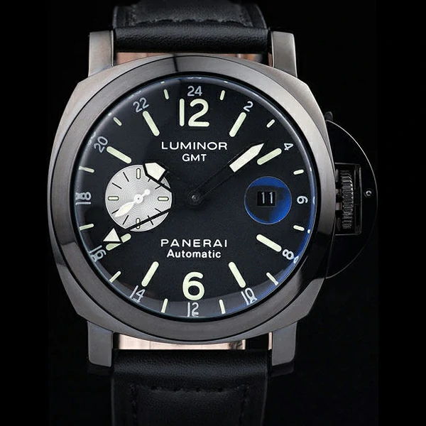 Panerai Luminor Black Ionized Stainless Steel Case Black Dial Black Leather Strap new58170