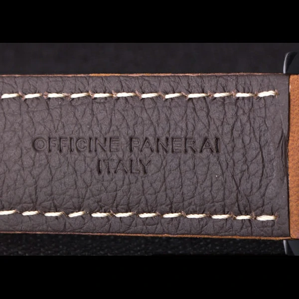 Panerai Luminor Black Ionized Stainless Steel Case Black Dial Brown Suede Leather Strap new58173