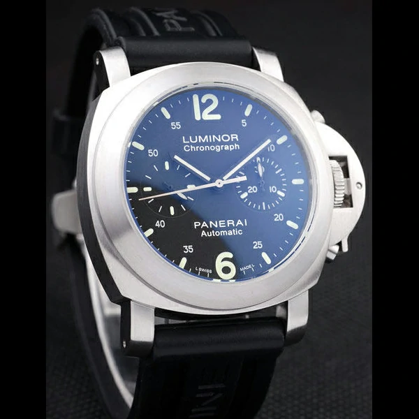 Panerai Luminor Brushed Stainless Steel Case Black Dial Black Rubber Strap new58188