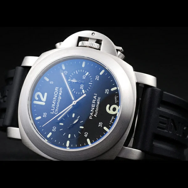 Panerai Luminor Brushed Stainless Steel Case Black Dial Black Rubber Strap new58188
