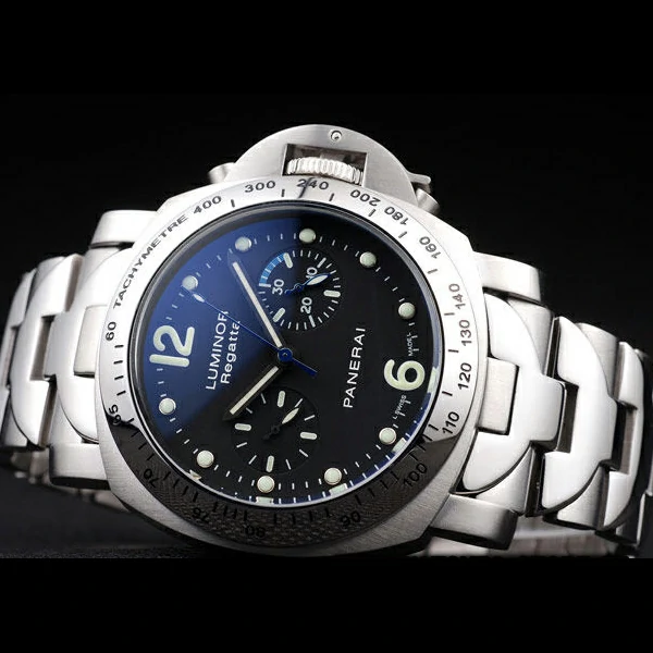 Panerai Luminor Brushed Stainless Steel Case Black Dial Stainless Steel Strap new58190