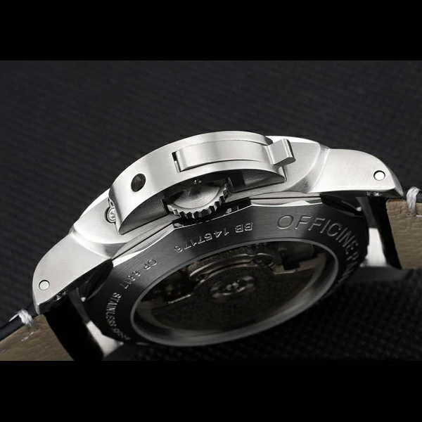 Panerai Luminor Brushed Stainless Steel Case Black Dial Black Leather Strap new58209