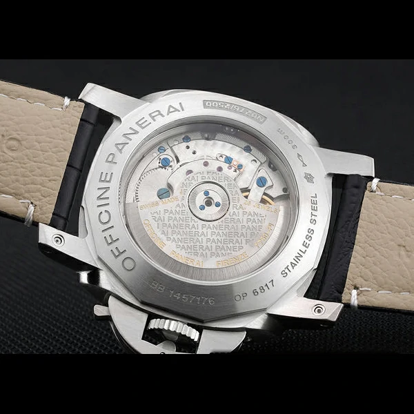 Panerai Luminor Brushed Stainless Steel Case Black Dial Black Leather Strap new58209