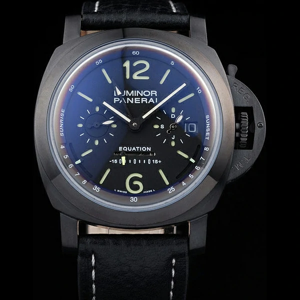Panerai Luminor Black Ionized Stainless Steel Case Black Dial Black Leather Strap new58210