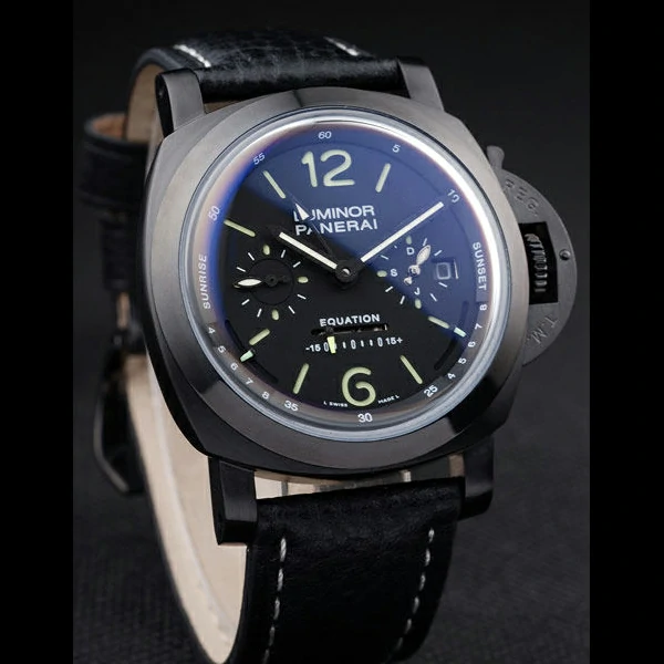 Panerai Luminor Black Ionized Stainless Steel Case Black Dial Black Leather Strap new58210