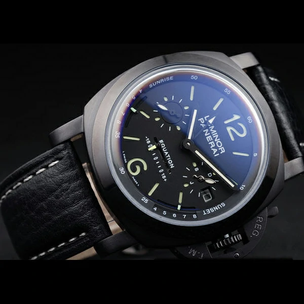 Panerai Luminor Black Ionized Stainless Steel Case Black Dial Black Leather Strap new58210