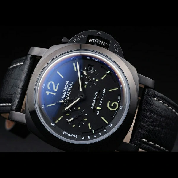 Panerai Luminor Black Ionized Stainless Steel Case Black Dial Black Leather Strap new58210