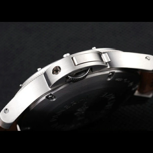 Panerai Luminor Brushed Stainless Steel Case Blue Dial Brown Leather Strap new58212