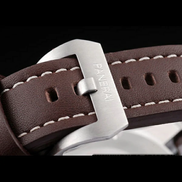 Panerai Luminor Brushed Stainless Steel Case Blue Dial Dark Brown Leather Strap new58213