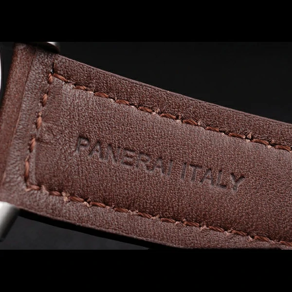 Panerai Luminor Brushed Stainless Steel Case Blue Dial Dark Brown Leather Strap new58213
