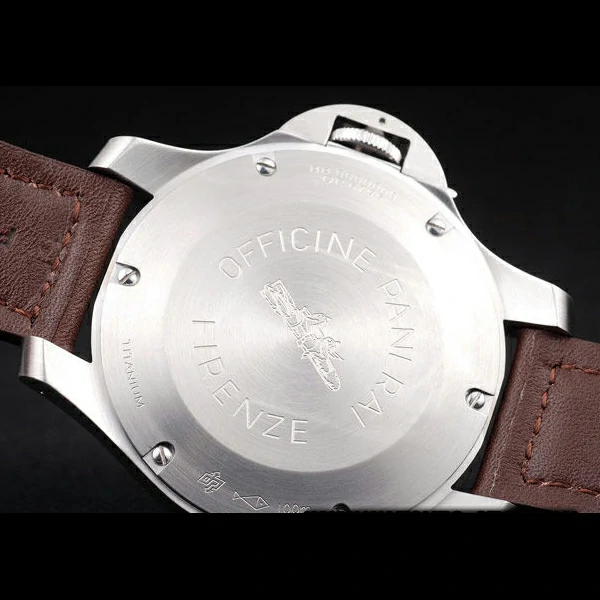 Panerai Luminor Brushed Stainless Steel Case Blue Dial Dark Brown Leather Strap new58213