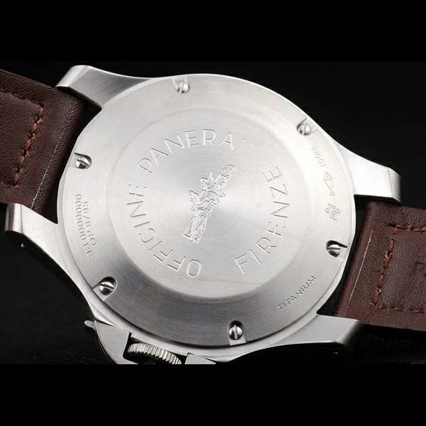 Panerai Luminor Brushed Stainless Steel Case Black Dial Dark Brown Leather Strap new58214
