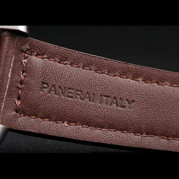 Panerai Luminor Brushed Stainless Steel Case Black Dial Dark Brown Leather Strap new58214