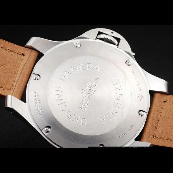 Panerai Luminor Brushed Stainless Steel Case Brown Dial Brown Leather Strap new58215