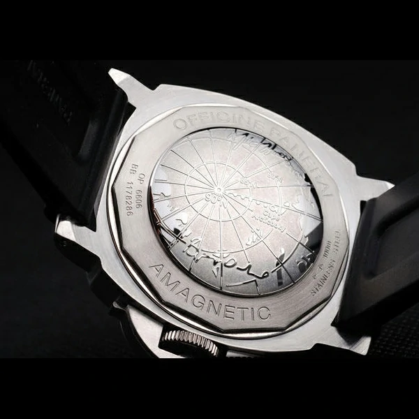 Panerai Luminor Brushed Stainless Steel Case Black Dial Black Rubber Strap new58216