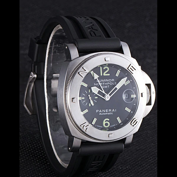 Panerai Luminor Brushed Stainless Steel Case Black Dial Black Rubber Strap new58217